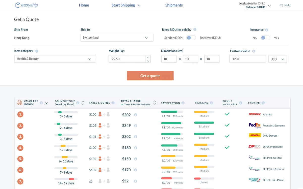 Easyship Screen