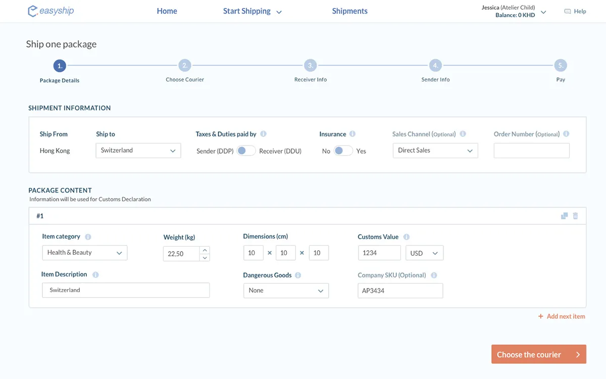 Easyship Screen