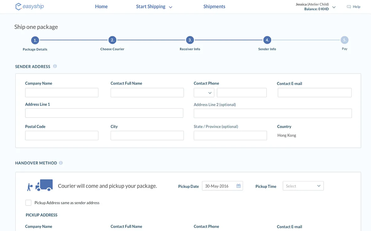 Easyship Screen