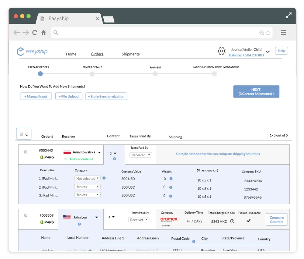 Easyship mockup